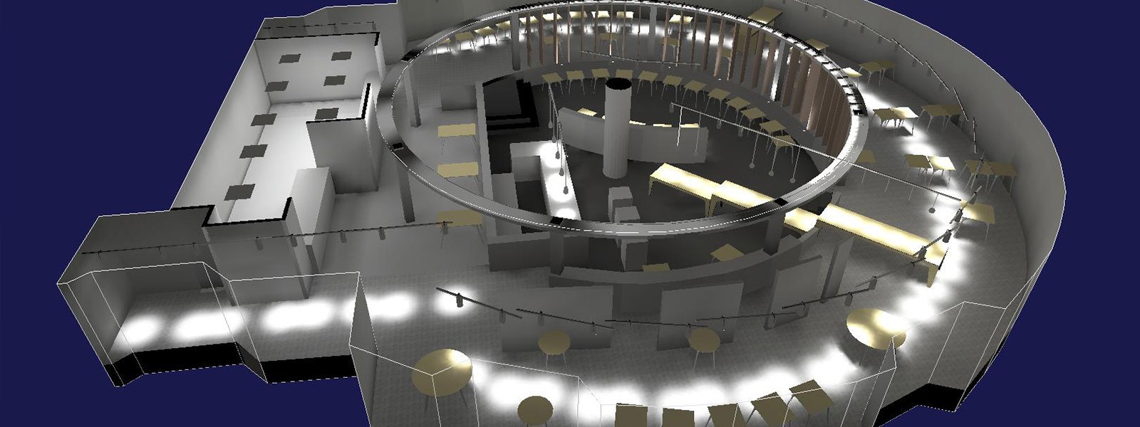 Voorbeeld van een 3D simulatie van een lichtproject in ReLUX